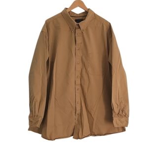 Weathered Casuals Tan Button Down Shirt Men 4XT Cotton Big Tall Neutral Staple